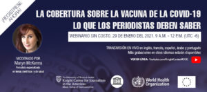 Flyer for vaccine webinar in Spanish