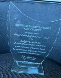 Glass award for the Knight Center