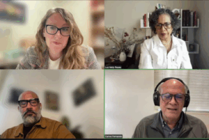 Four people on screen