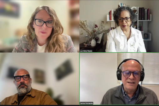 Four people on screen